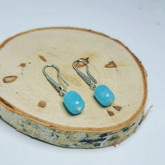 Aquamarine Quartz Zirconia Stainless steel clasp Earrings - Picture 3 of 3